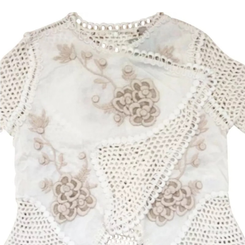 $198 Anthroologie Clemente Cardigan Small 2 4 Ivory Hand Knit Details Crochet - Picture 9 of 13